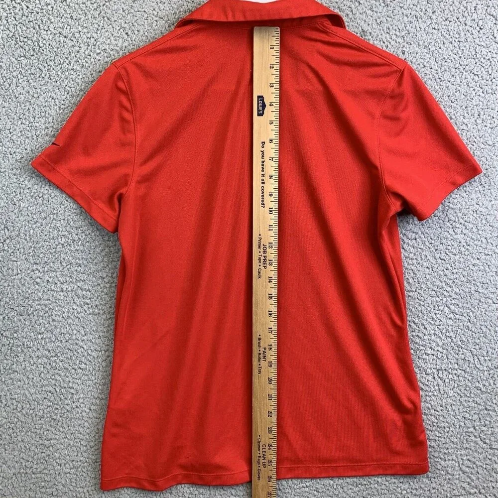 Nike 1NE Logo‎ Mens Polo Polyster Shirt Red Sz Large Short Sleeve